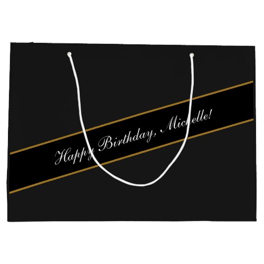 ハッピーバースデーカスタム文字エレガントパーソナライズされた ラージペーパーバッグ (裏面)