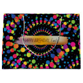 ハッピーバースデーカスタム文字トレンディーパーソナライズされたラ ラージペーパーバッグ (正面)