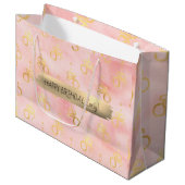 ハッピーバースデーカスタム文字トレンディーパーソナライズされた ラージペーパーバッグ (正面アングル)