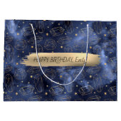 ハッピーバースデーカスタム文字トレンディーパーソナライズされた ラージペーパーバッグ (裏面)