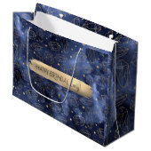 ハッピーバースデーカスタム文字トレンディーパーソナライズされた ラージペーパーバッグ (正面アングル)