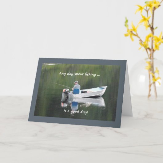 ハッピーバースデーカスタム魚釣り引用文レイクインボート カード (黄色い花)