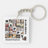 ハッピーバースデーカスタム21フォトコラージギフト キーホルダー (裏面)