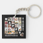 ハッピーバースデーカスタム21フォトコラージギフト キーホルダー (裏面)
