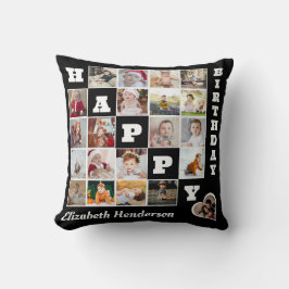 ハッピーバースデーカスタム21フォトコラージギフト クッション