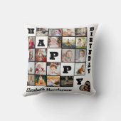 ハッピーバースデーカスタム21フォトコラージギフト クッション (裏面)