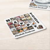 ハッピーバースデーカスタム21フォトコラージギフト スクエアペーパーコースター (アングル)