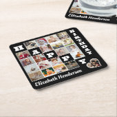 ハッピーバースデーカスタム21フォトコラージギフト スクエアペーパーコースター (アングル)