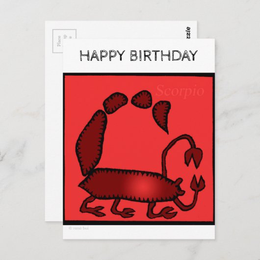 ハッピーバースデーカスタム〔占星術の〕十二宮図サイン蠍座葉書 ポストカード (正面/裏面)