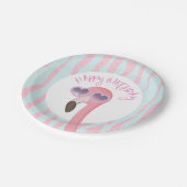 ハッピーバースデーカッコいいフラミンゴ ペーパープレート (アングル)