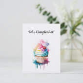 ハッピーバースデーカップケーキカードスペインのイン シーズンカード (スタンド正面)