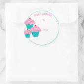 ハッピーバースデーカップケーキギフトラベルシール ラウンドシール (バッグ)