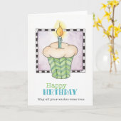 ハッピーバースデーカップケーキグリーティングカード カード (黄色い花)