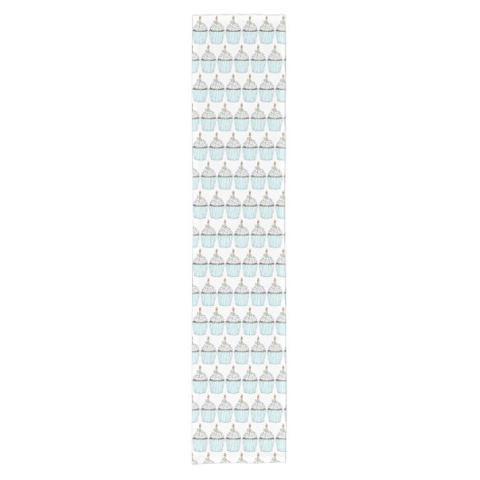 ハッピーバースデーカップケーキスプリンクルつや消しキャンドル ショートテーブルランナー (正面)