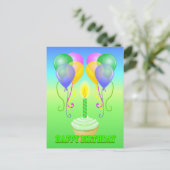 ハッピーバースデーカップケーキバルーン葉書 ポストカード (スタンド正面)