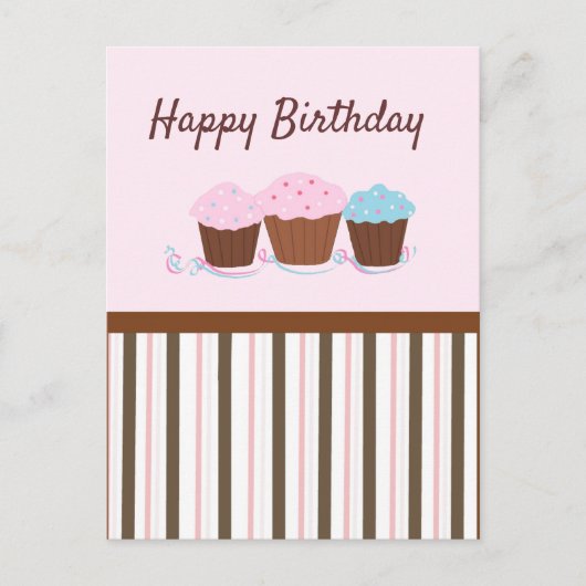 ハッピーバースデーカップケーキポストカード ポストカード (正面)