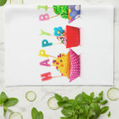 ハッピーバースデーカップケーキ キッチンタオル (折り畳み)