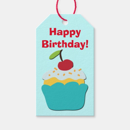ハッピーバースデーカップケーキ ギフトタグ (正面)