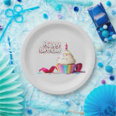 ハッピーバースデーカップケーキ ペーパープレート (パーティー)