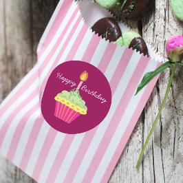 ハッピーバースデーカップケーキ ラウンドシール