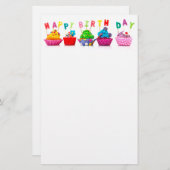 ハッピーバースデーカップケーキ 便箋 (正面/裏面)