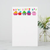 ハッピーバースデーカップケーキ 便箋 (スタンド正面)