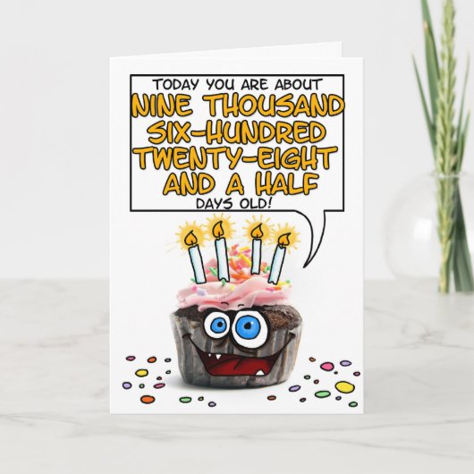 ハッピーバースデーカップケーキ – 26歳 カード (正面)