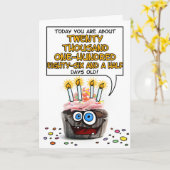 ハッピーバースデーカップケーキ – 55歳 カード (黄色い花)