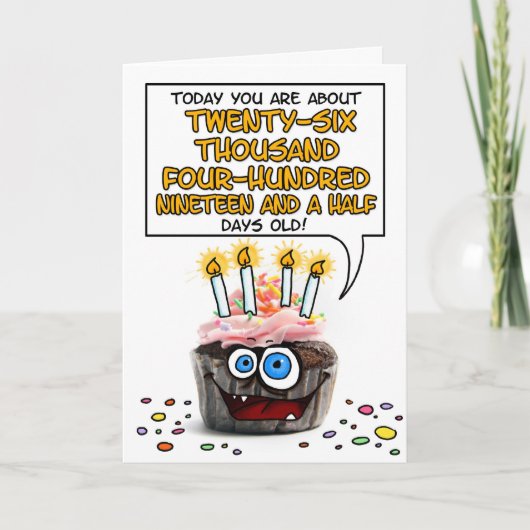 ハッピーバースデーカップケーキ – 72歳 カード (正面)