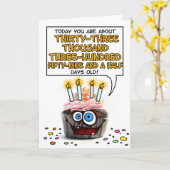 ハッピーバースデーカップケーキ – 91歳 カード (黄色い花)