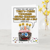 ハッピーバースデーカップケーキ – 92歳 カード (黄色い花)