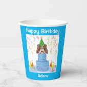 ハッピーバースデーカバリヤキングチャールズスパニエル犬名 紙コップ (正面)