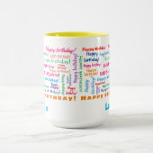 ハッピーバースデーカラフルおもしろいブライトワードクラウド マグカップ (中央)