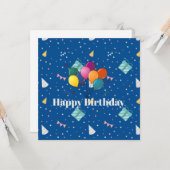 ハッピーバースデーカラフルお祝い カード (正面/裏面インサイチュ)