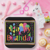 ハッピーバースデーカラフルお祝い ペーパープレート (パーティー)