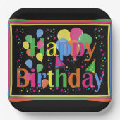 ハッピーバースデーカラフルお祝い ペーパープレート (正面)