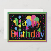 ハッピーバースデーカラフルお祝い ポストカード (正面/裏面)