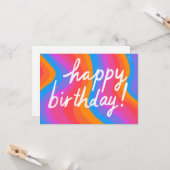 ハッピーバースデーカラフルとカッコいいおもしろいストライプのカスタム カード (正面/裏面インサイチュ)