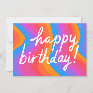 ハッピーバースデーカラフルとカッコいいおもしろいストライプのカスタム カード