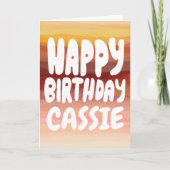 ハッピーバースデーカラフルの水色ストライプのカスタム カード (正面)