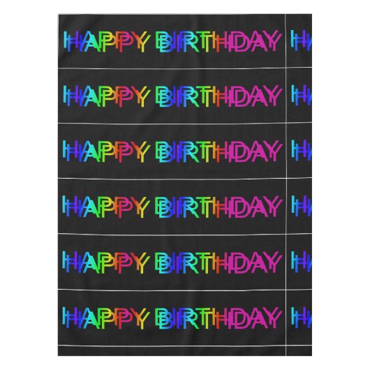 ハッピーバースデーカラフルの色 テーブルクロス (正面)