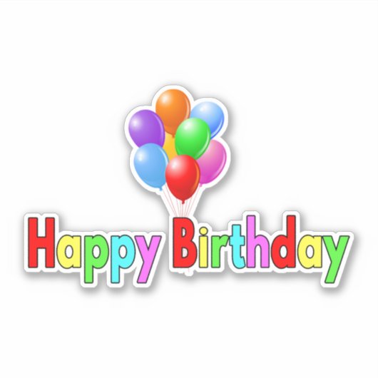 ハッピーバースデーカラフルアート シール (正面)