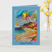 ハッピーバースデーカラフルカスタマイズ可能 カード (黄色い花)