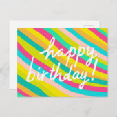 ハッピーバースデーカラフルカッコいい&おもしろいレインボーストライプズ ポストカード (正面/裏面)