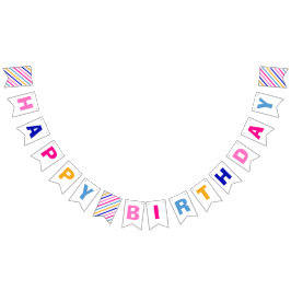 ハッピーバースデーカラフルガールボーイパーティー バンティングフラッグ