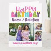 ハッピーバースデーカラフルキャンドル3フォトコラージュ カード (正面)