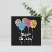 ハッピーバースデーカラフルグリッターバルーン (スタンド正面)