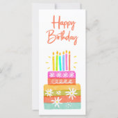 ハッピーバースデーカラフルケーキ及びキャンドルフラットカード (正面)