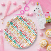 ハッピーバースデーカラフルタイポグラフィ ペーパープレート (パーティー)