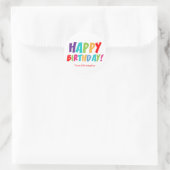 ハッピーバースデーカラフルタイポグラフィ ラウンドシール (バッグ)